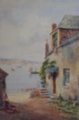 Unknown Artist (20th Century), watercolour, A continental style coastal scene with house to the