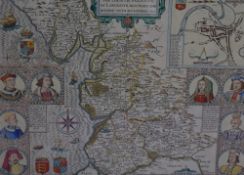 After John Speed (1552-1629), a map of The County Palatine of Lancaster Described And Divided Into