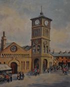 C. Spindle, 20th Century, oil on board, a Venetian piazza scene, signed to the lower right,