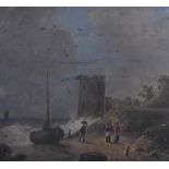 Continental School, possibly Dutch, oil on board, two miniature genre scenes of an estuary and