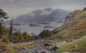 *Local Interest - Albert Rosser (1899-1985), watercolour, Ashness Bridge with Derwentwater and