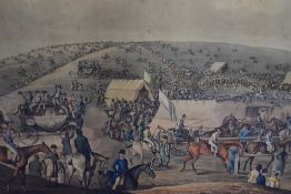 After Thomas Sutherland (1785-1838), aquatint engraving, 'Epsom Races', framed, mounted, and under