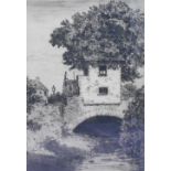 Local interest* After Charles Herbert Clark, an early 20th century monochrome etching, Bridge House,