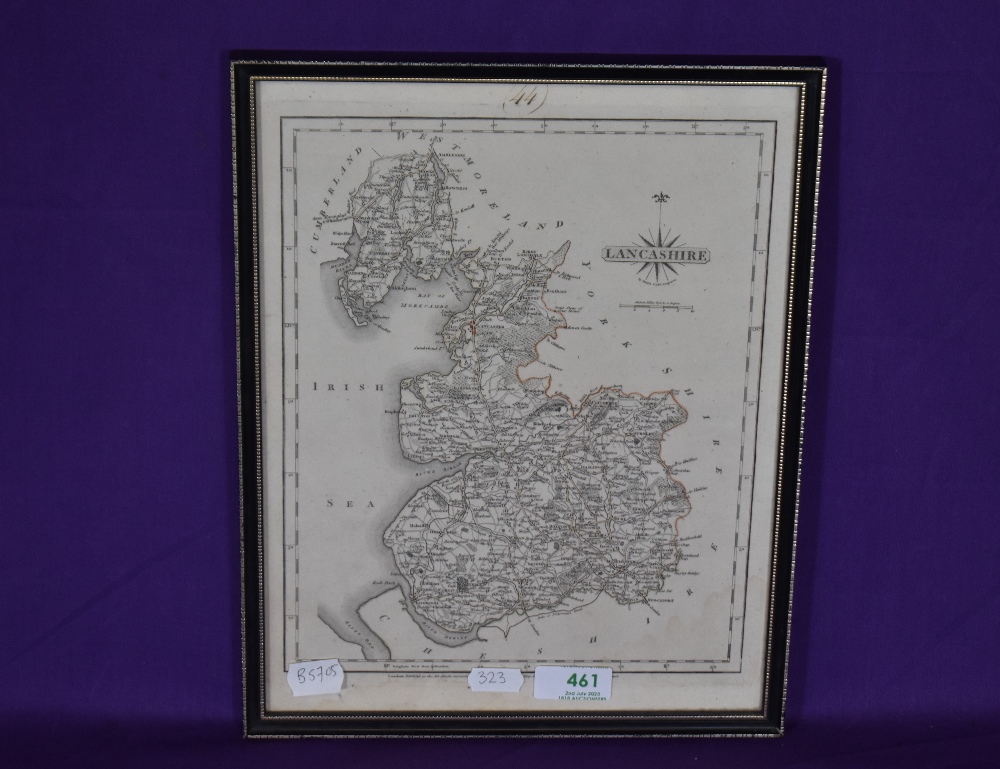 After John Cary (1754-1835), a hand coloured map of the county of Lancashire, framed, mounted, and - Image 2 of 3