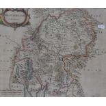 After Robert Morden (1650-1703), a hand coloured map of Westmorland, the title displayed in a