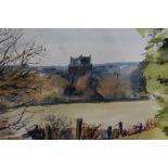 Local Interest* Norma Inston (Local Contemporary) watercolour, Cartmel Priory from Tamley House,