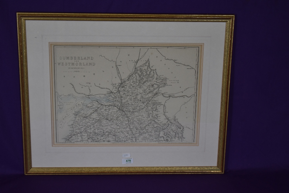 After Edward Weller FRGS (1819-1884), A map of Cumberland and Westmorland, North Sheet, framed, - Image 2 of 3