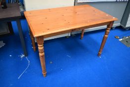 A vintage yellow pine kitchen table , approx. 120 x 73cm