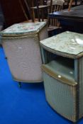 Two 1950's woven-wicker bedside cabinets, one Lloyd Loom but unmarked, the other similar.