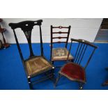 Three 19th Century chairs of small proportions including rocker