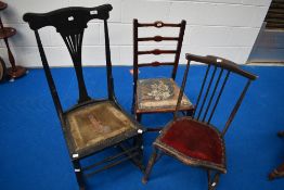 Three 19th Century chairs of small proportions including rocker