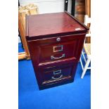 A modern vintage style two drawer wooden filing cabinet
