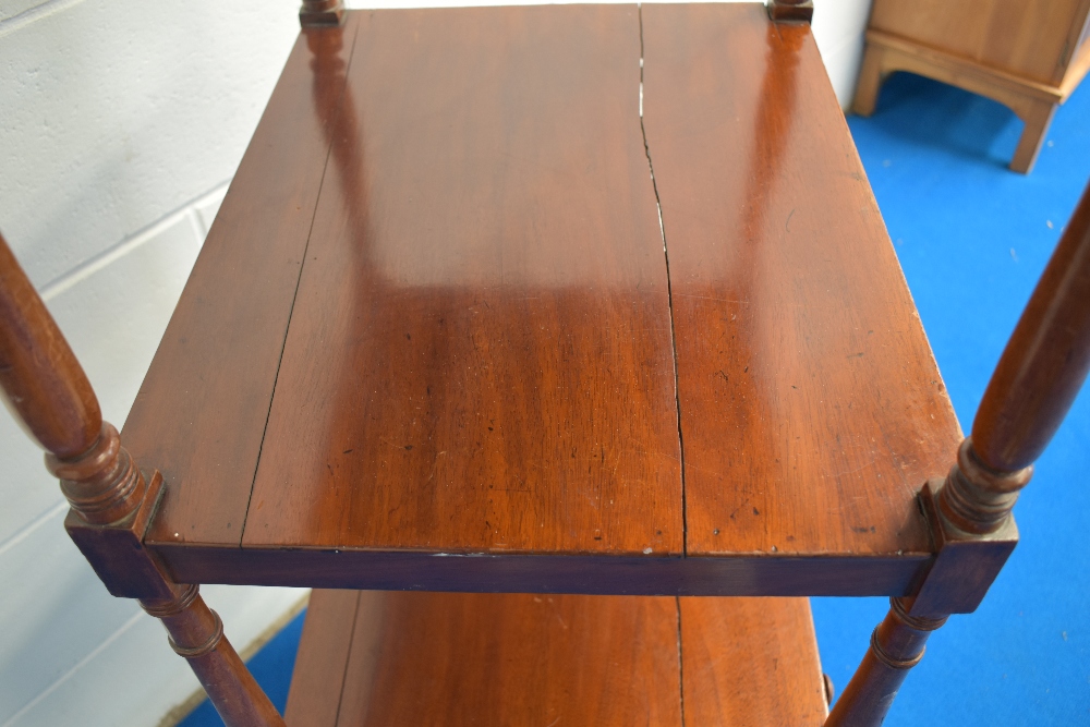 A 19th century mahogany four tier whatnot, one with cockbeaded drawer, all raised in turned supports - Image 3 of 3