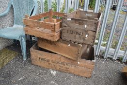 A selection of wooden fruit crates