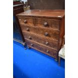 A Victorian mahogany chest of two over three drawers, width approx. 99cm