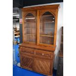 A Victorian pitch pine secretaire bookcase