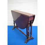 A Victorian mahogany Sutherland table, of traditional design with moulded demi-lune leaves and