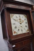 A mahogany and oak long cased clock having 30 hr movement and painted dial