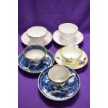 A collection of 19th Century tea cups etc including Willow pattern etc