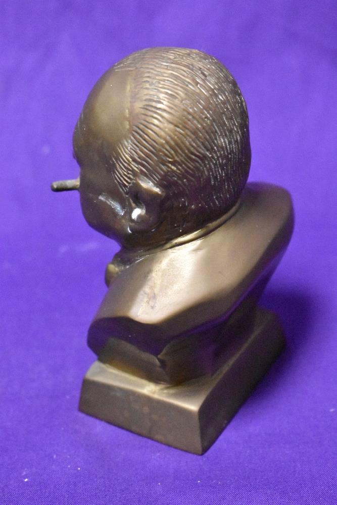 A brass bust of small proportions, modelled after Winston S Churchill - Image 2 of 2