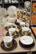 A selection of 1960s Johnson Bro's Ironstone table ware, comprising; coffee pot, plates, cups and