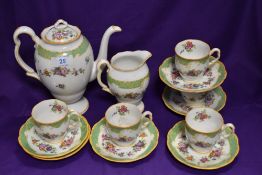 A Royal Albert Marlborough pattern tea service, decorated with a repeating floral design and bands