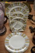 Seventeen mid centruy Midwinter 'Sienna' plates and a platter.