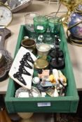 A variety of vintage and antique items, including wine glasses, pocket knives, marbles, pocket watch