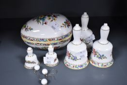 A small collection of Coalport Ming Rose patterned trinkets and ornaments, to comprise an egg shaped