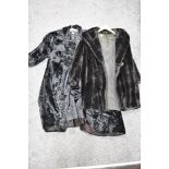 Two vintage coats, fur and faux mole or similar