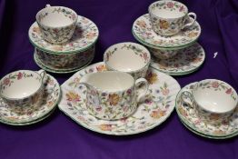 A selection of Mintons tea ware in the Haddon Hall pattern