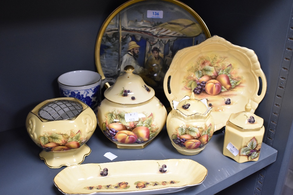A selection of decorative ceramics including Aynsley Orchard Gold, Monet plate and 1977 Fathers
