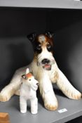 A plaster figure and Melba Ware figure, both fox terrier studies