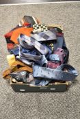 A box full of gents neck ties, including vintage 1960s 'Klipper' tie and similar.