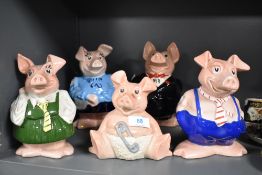 A set of five Wade Natwest piggy banks