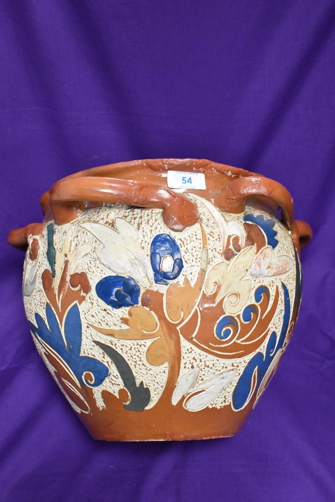 A CH Brannum, Barnstaple, Barum Art Pottery jardinere having foliate decoration, height approx. 24. - Image 3 of 4