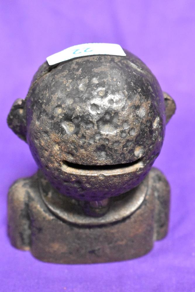 An early 20th Century cast iron novelty money bank in the form of a Jolly man - Image 2 of 3