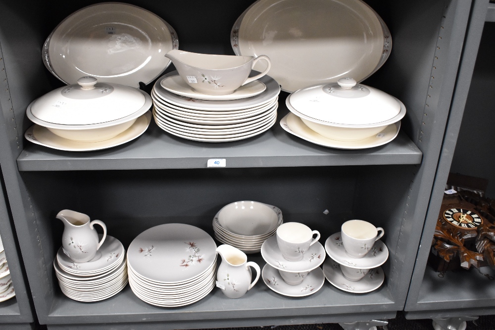 A quantity of Royal Doulton Frost Pine patterned tableware on grey ground