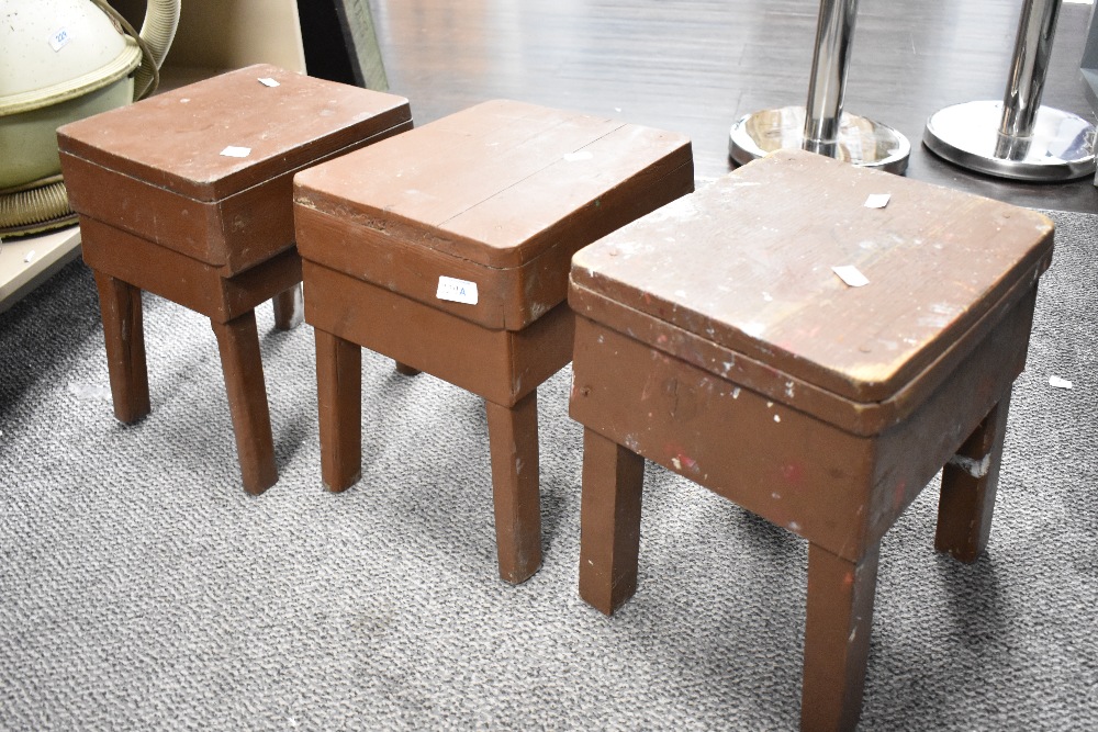Three rustic wooden stools. - Image 2 of 2