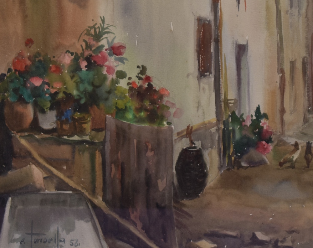 Ezequiel Torroella (1921-1998, Spanish), watercolour, 'Alleyway In A Fishing Village', signed to the - Image 3 of 4