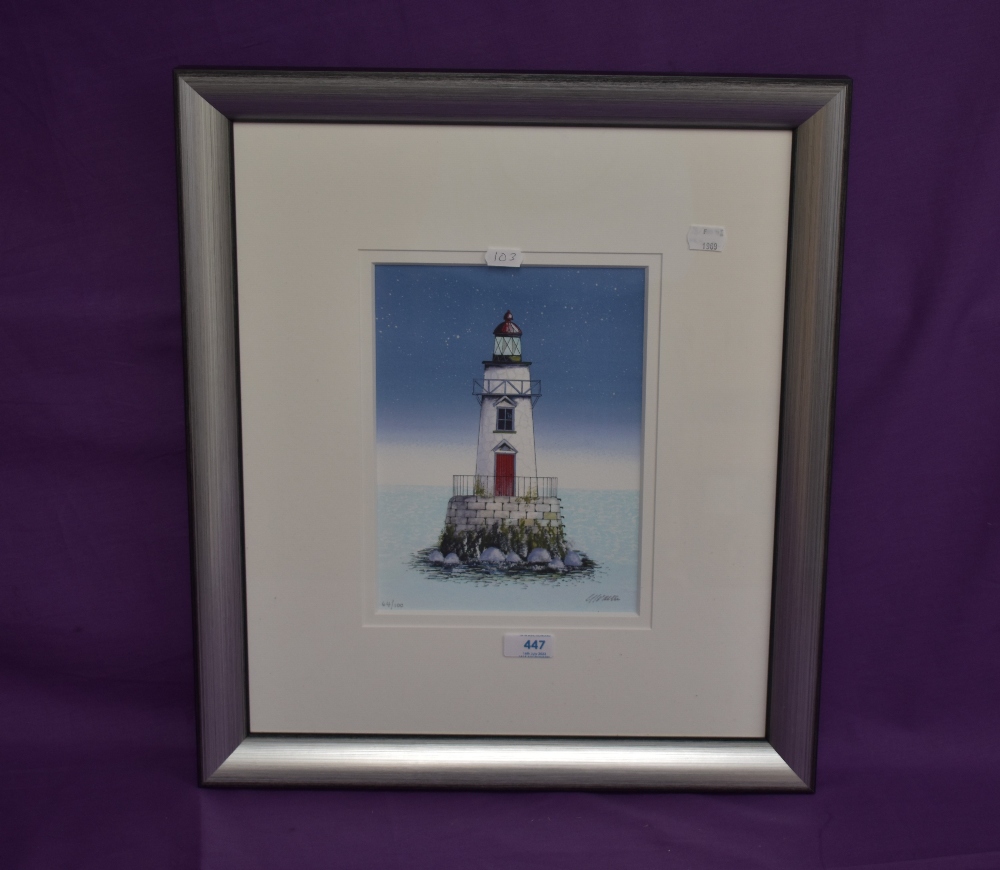 Gary Walton (b.1962, British), contemporary colour print, 'The Lighthouse II', limited edition 64 of - Image 2 of 4