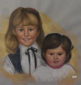 M. Zambr... (20th Century, Spanish), chalk study, A portrait of two children, signed indistinctly to
