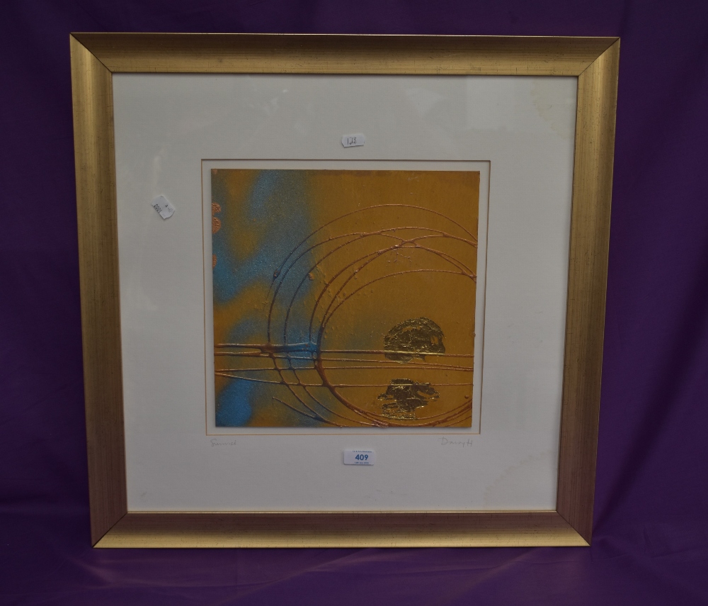 Daisy H. (20th Century), mixed media, 'Sunrise', a contemporary abstract artwork, signed and - Image 2 of 4