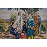 A quantity of well executed 20th Century religious storyboard illustrations on card, produced in