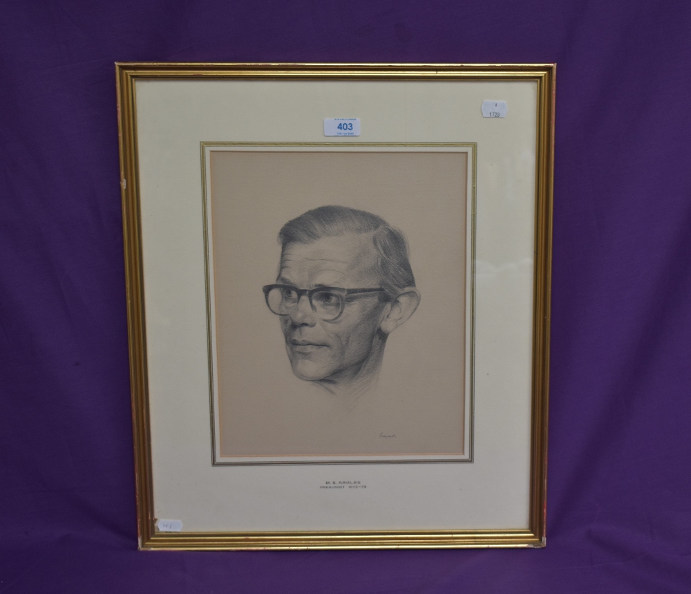 John Colin Edwards R.P. (British b.1940) pencil drawing, portrait of Martin Argles Esq F.R.I.C.S, - Image 2 of 4