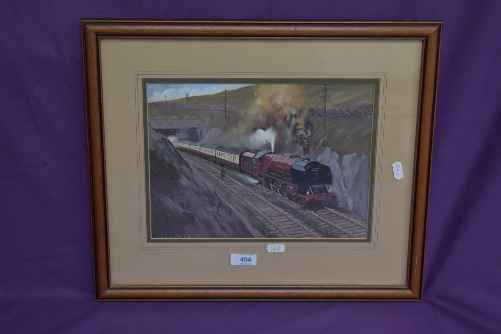 Peter Waddecar (20th Century, British), gouache, 'Duchess of Hamilton (locomotive) on the Settle- - Image 2 of 4