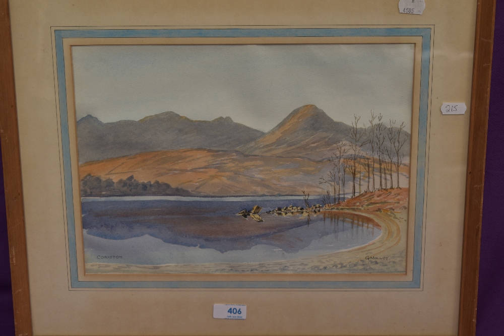 G Molloy (British School, 20th Century), watercolour, 'Coniston' depicting an autumnal Coniston - Image 2 of 4