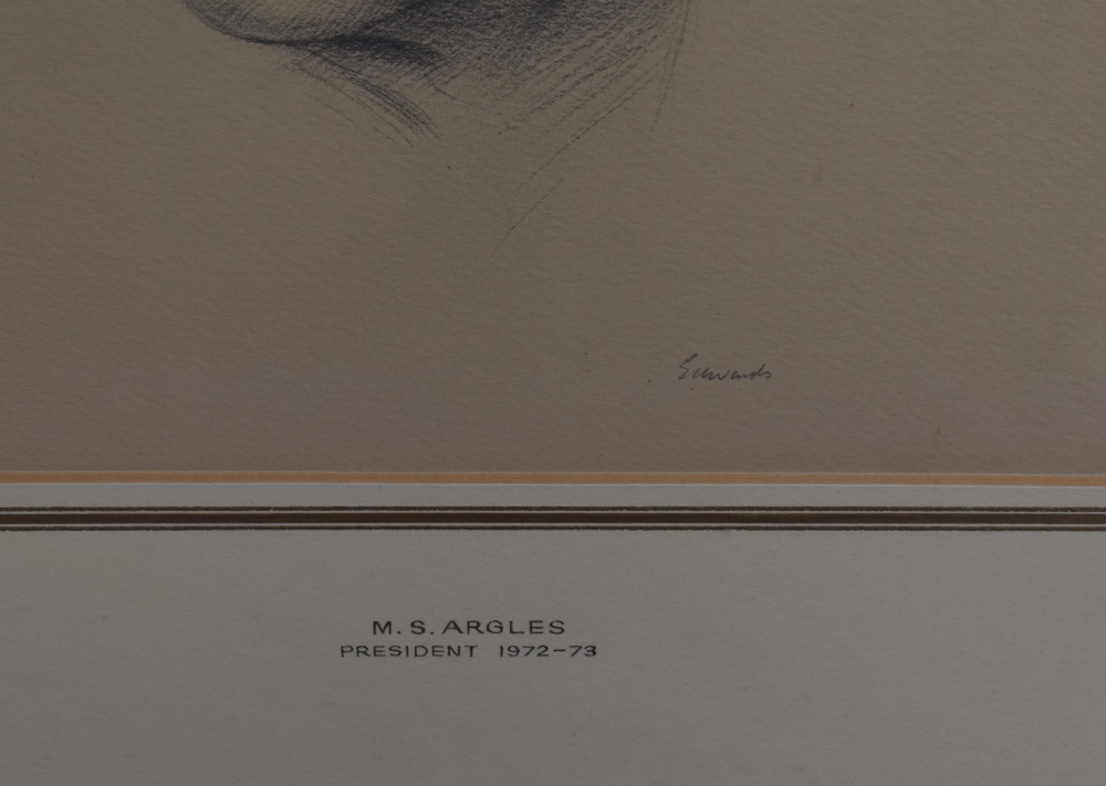 John Colin Edwards R.P. (British b.1940) pencil drawing, portrait of Martin Argles Esq F.R.I.C.S, - Image 3 of 4