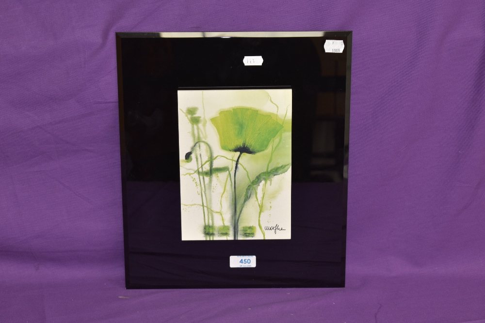 Marthe (French, Contemporary), Coquelicot Vert, an abstract print of a green poppy mounted on a - Image 4 of 4