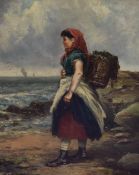 H. Creict (19th Century British School), oil on board, 'The Seaweed Gatherer', a painting of